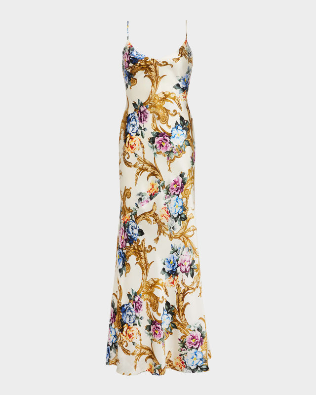 Serita V-Neck Bias-Cut Maxi Dress